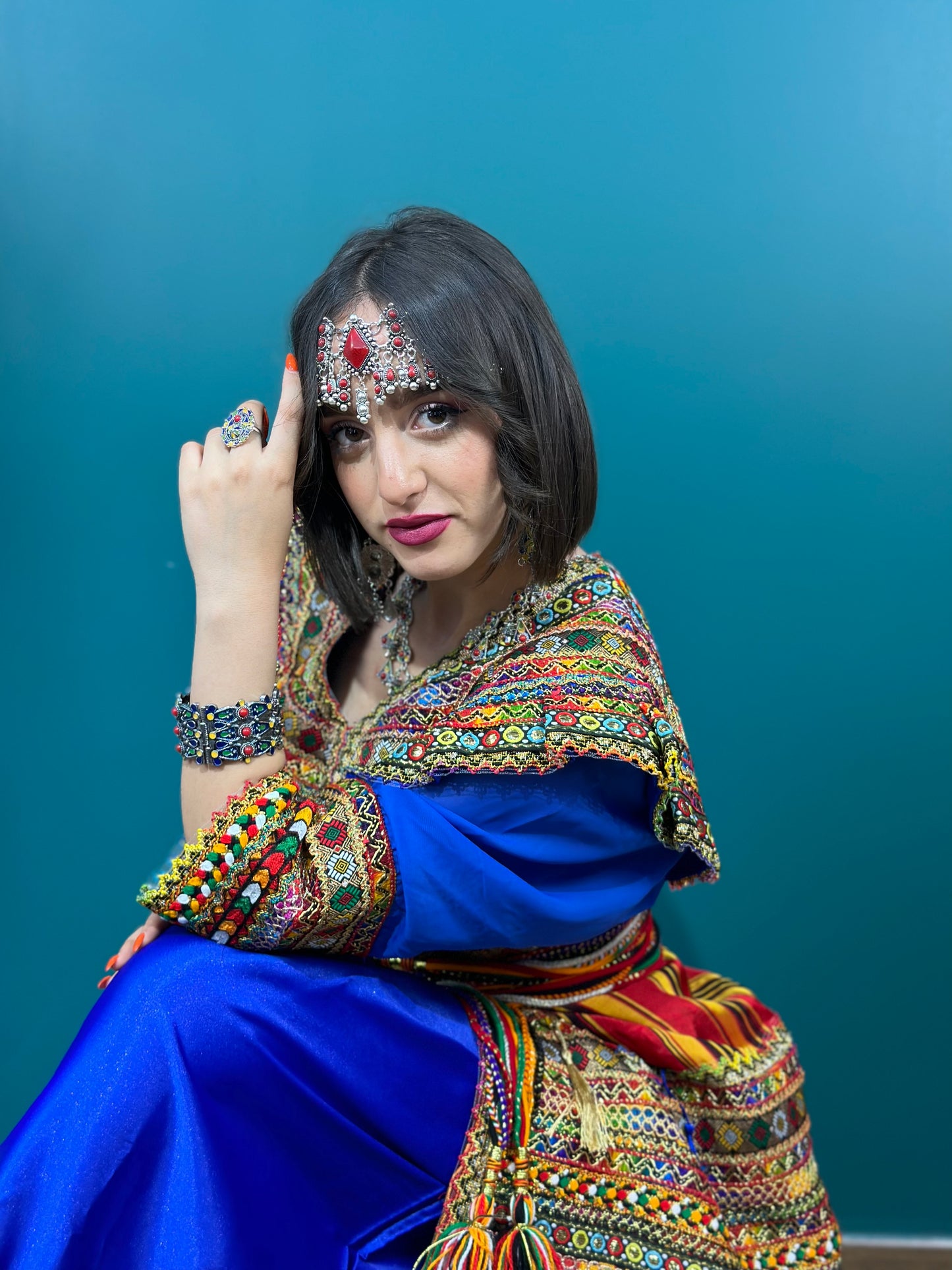 Robe kabyle Thiziri bleue