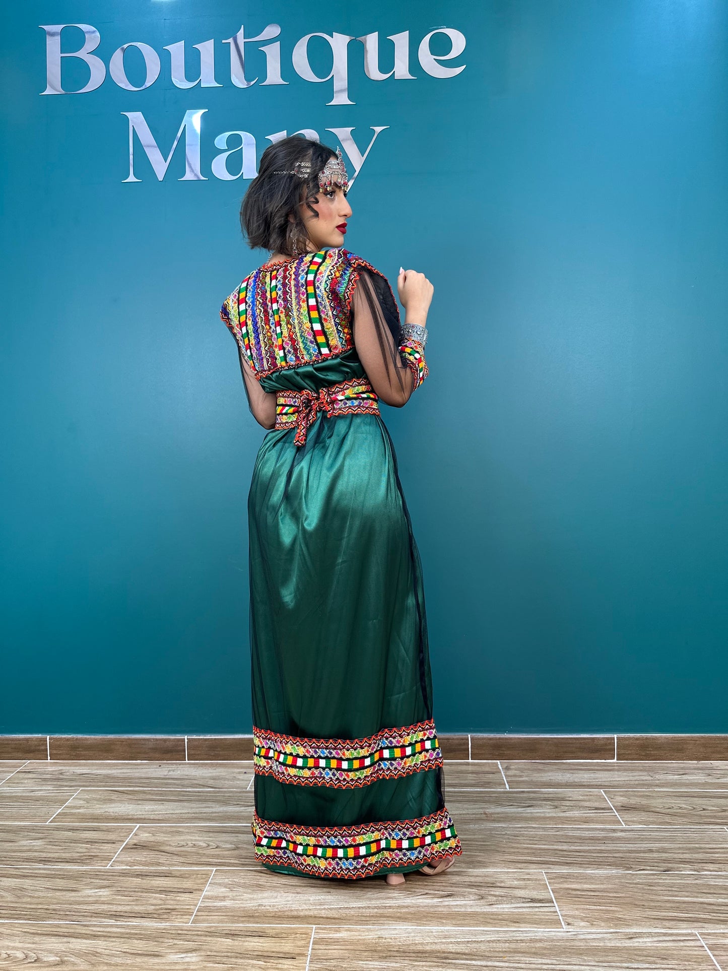 Robe Kabyle Nelya Simple Tulle Verte