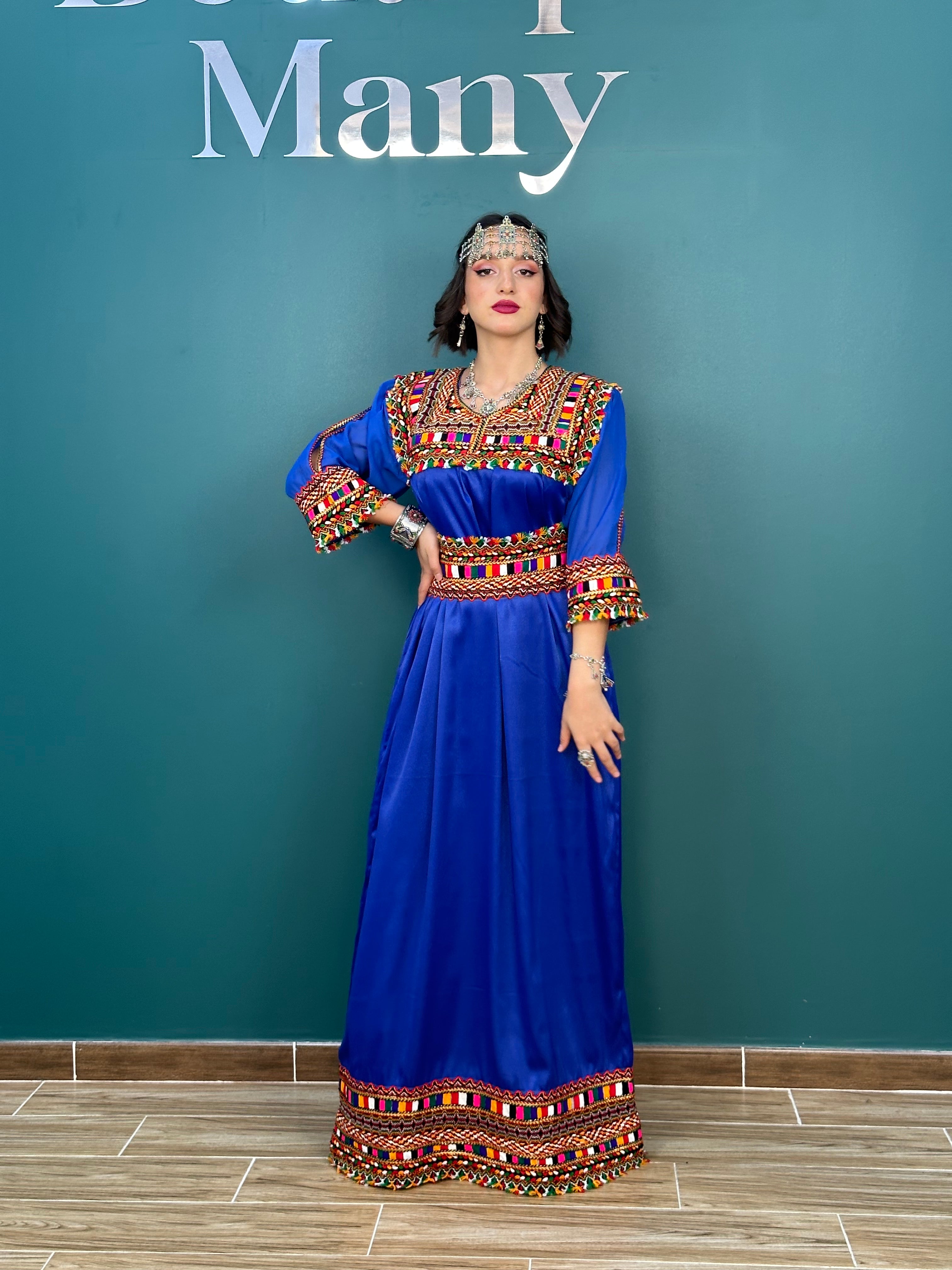 Robe kabyle simple Nina bleue