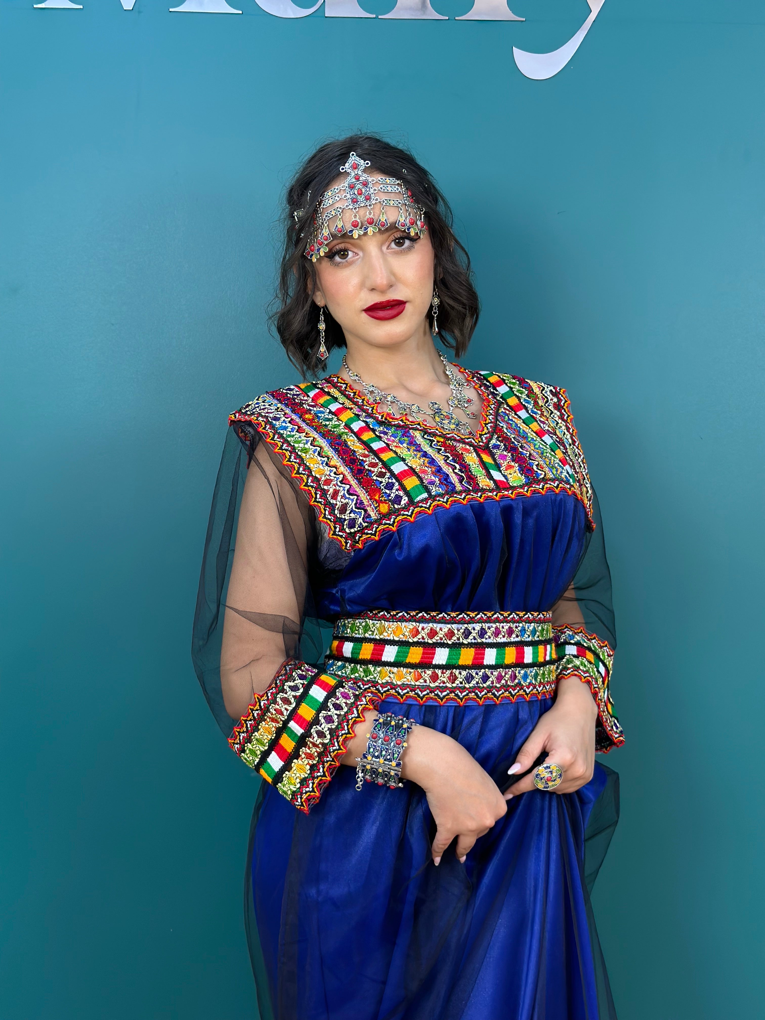 Robe Kabyle Nelya Simple Tulle Bleue