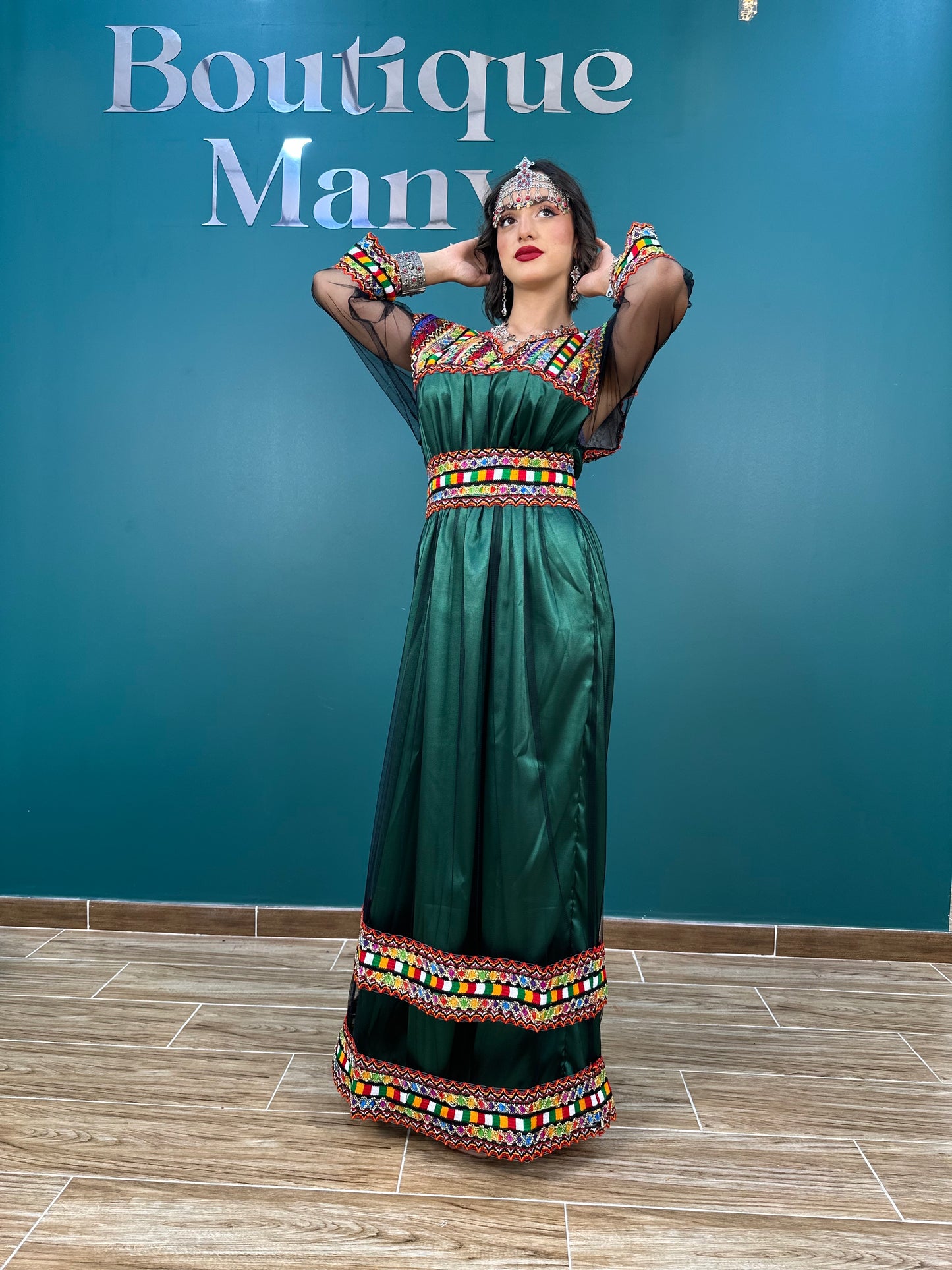 Robe Kabyle Nelya Simple Tulle Verte