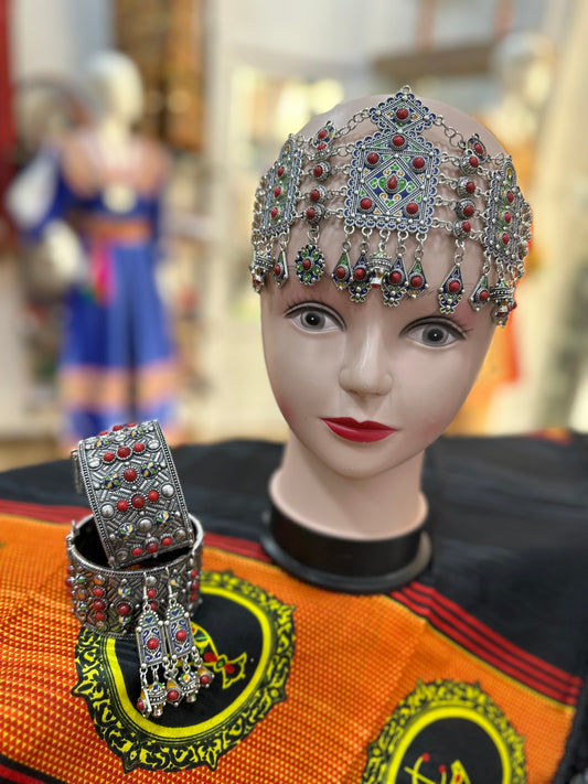 Ensemble bijoux de tête Kabyle Tala et 2 Gros bracelets