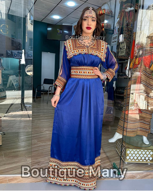 Robe Kabyle Simple Tilelli Bleue