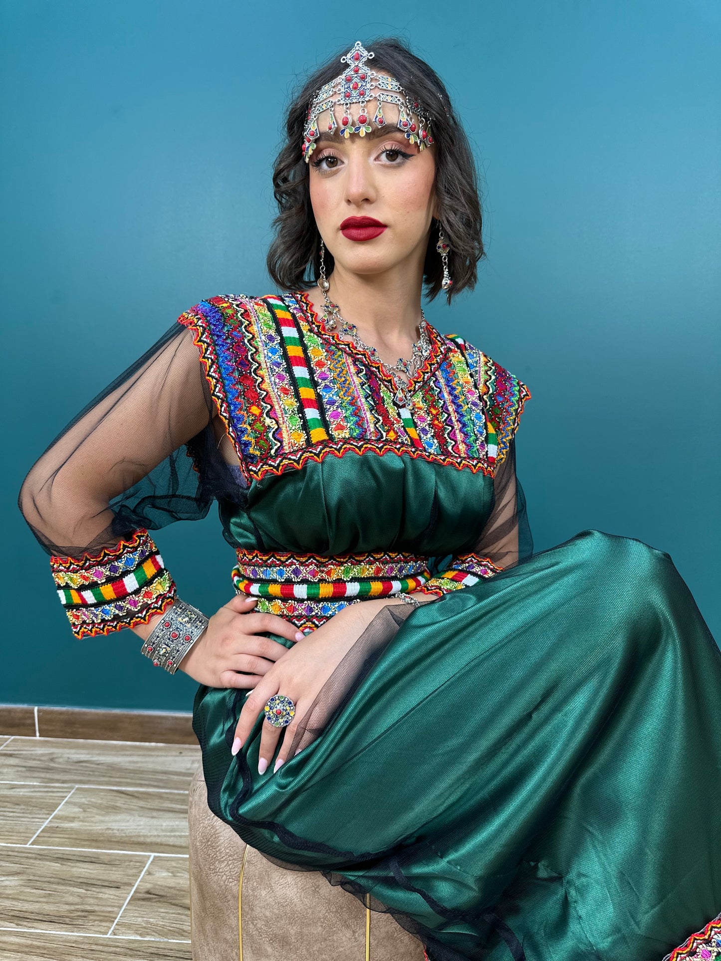 Robe Kabyle Nelya Simple Tulle Verte