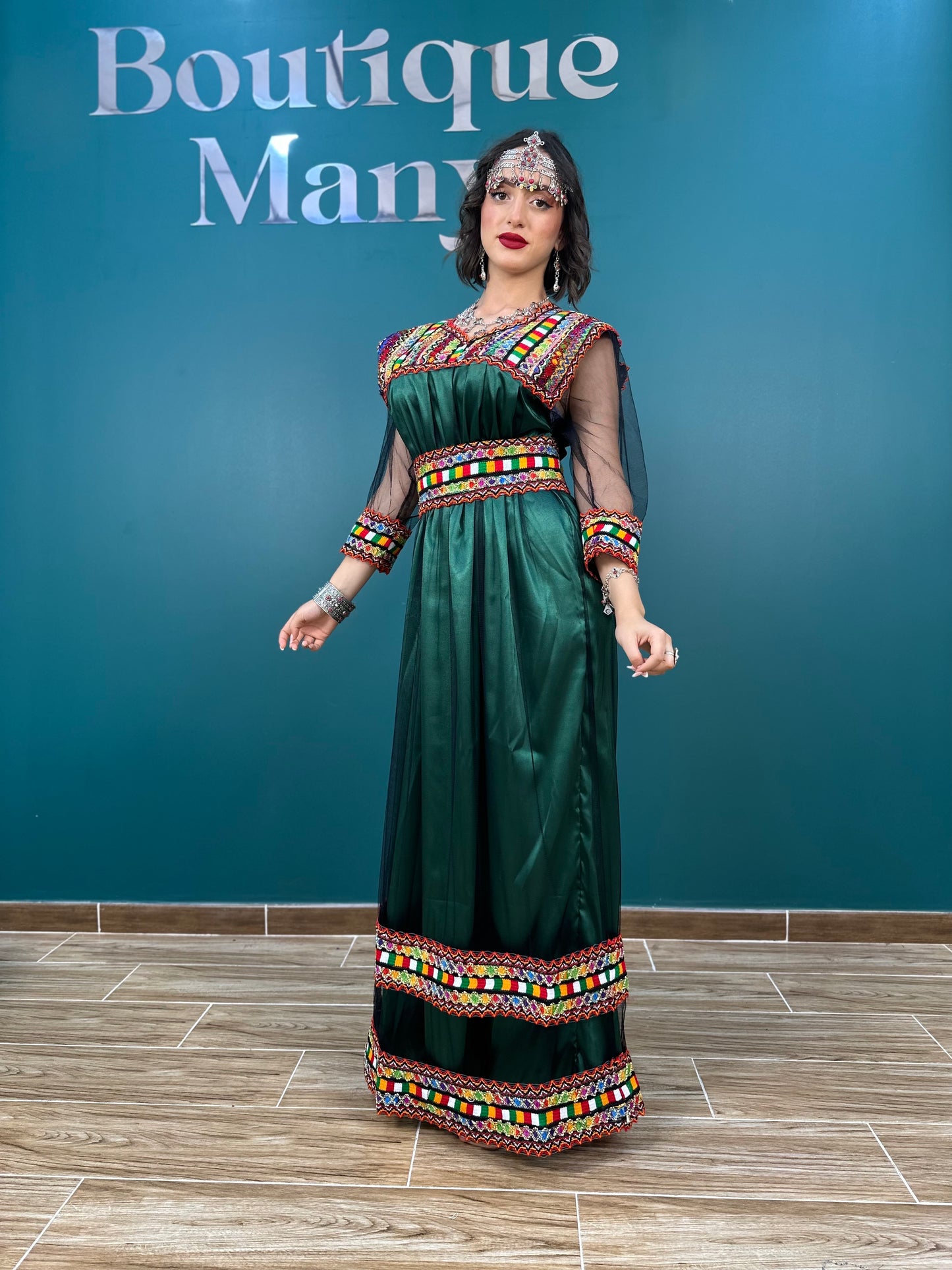 Robe Kabyle Nelya Simple Tulle Verte