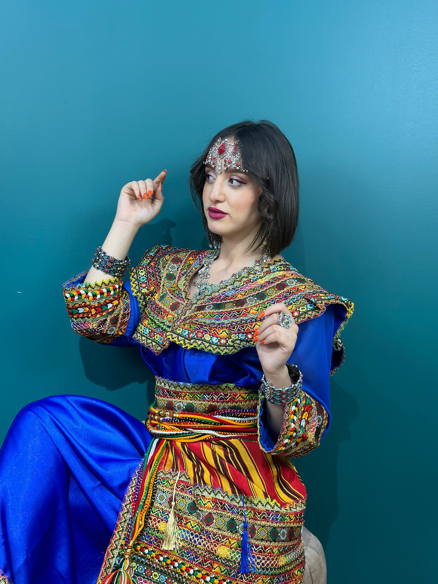 Robe kabyle Thiziri bleue