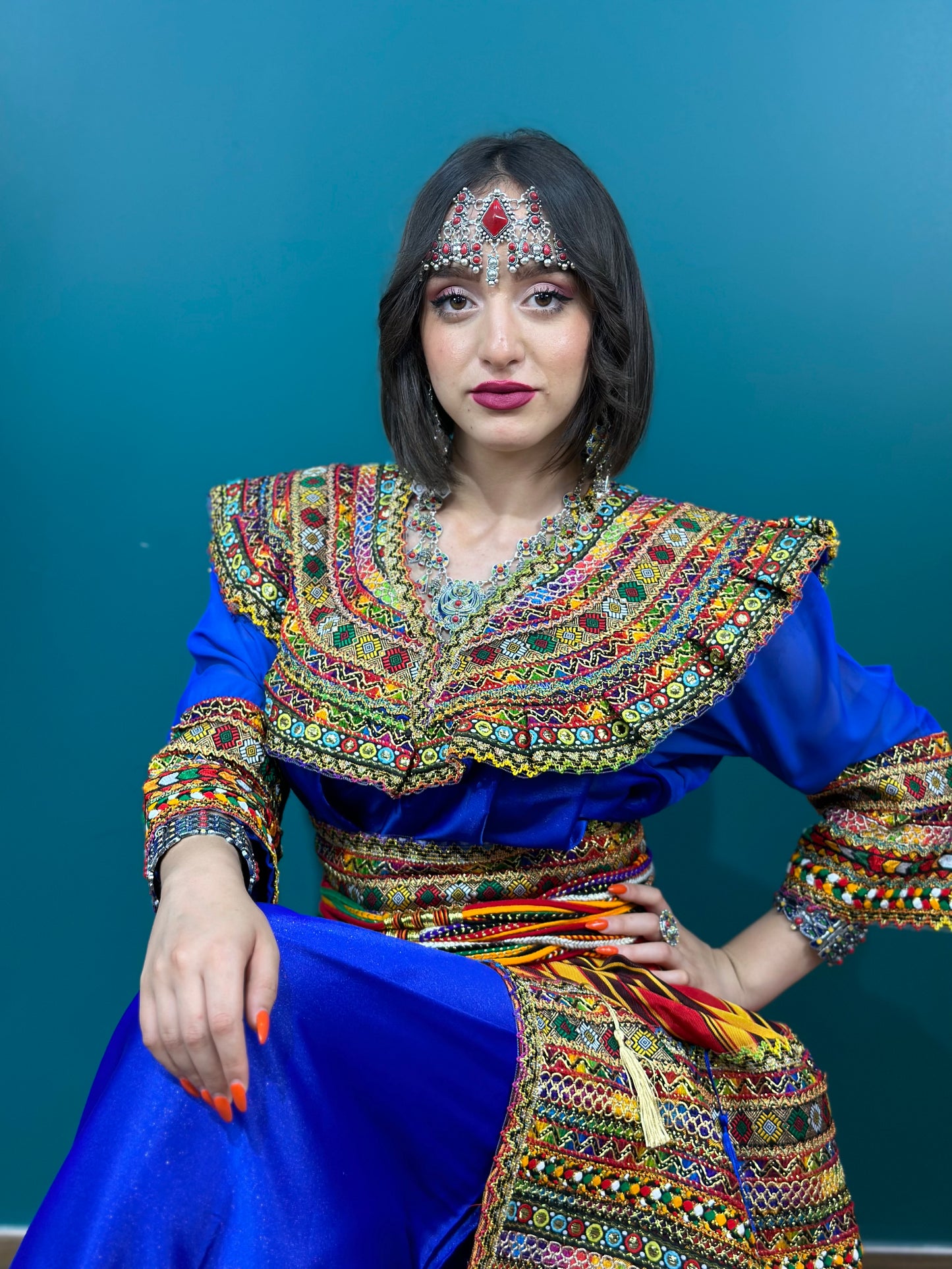 Robe kabyle Thiziri bleue
